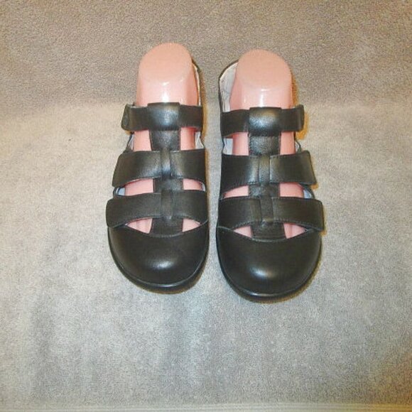 Alegria TRAQ Black Out LEATHER Comfort Size 38 US 8 8.5 SANDALS Fisherman ADJUST - Picture 5 of 13